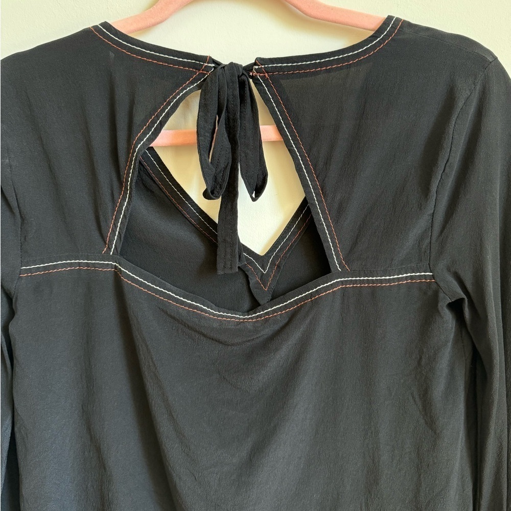 Madewell Silk Stitched Tie Back Blouse - Picture 5 of 8